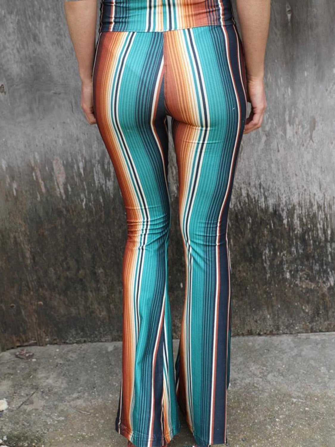 High Waist Striped Bootcut Pants High Waist Striped Bootcut Pants